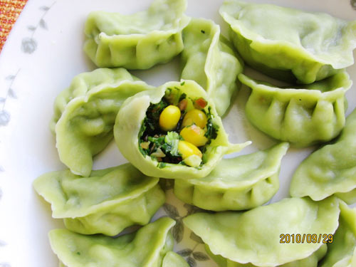 五彩玉米素饺